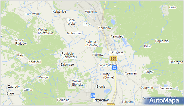 mapa Kiełków gmina Przecław, Kiełków gmina Przecław na mapie Targeo