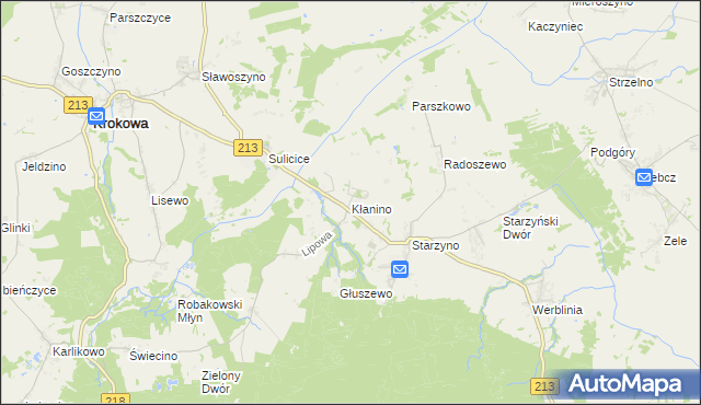 mapa Kłanino gmina Krokowa, Kłanino gmina Krokowa na mapie Targeo