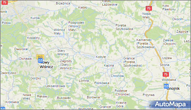 mapa Kobyle gmina Nowy Wiśnicz, Kobyle gmina Nowy Wiśnicz na mapie Targeo