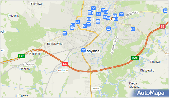 mapa Kobylnica powiat słupski, Kobylnica powiat słupski na mapie Targeo