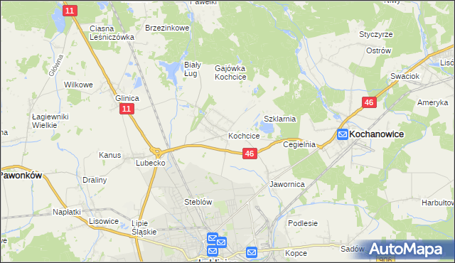 mapa Kochcice, Kochcice na mapie Targeo