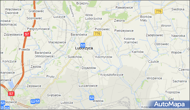 mapa Kocmyrzów, Kocmyrzów na mapie Targeo