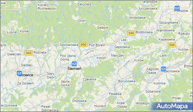 mapa Kocoń, Kocoń na mapie Targeo