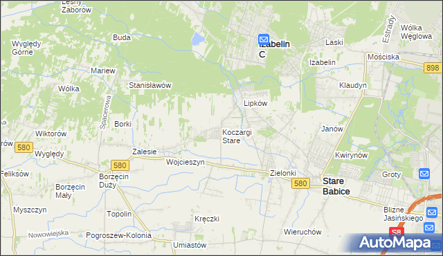 mapa Koczargi Stare, Koczargi Stare na mapie Targeo