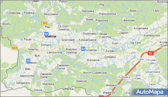 mapa Koniaków, Koniaków na mapie Targeo