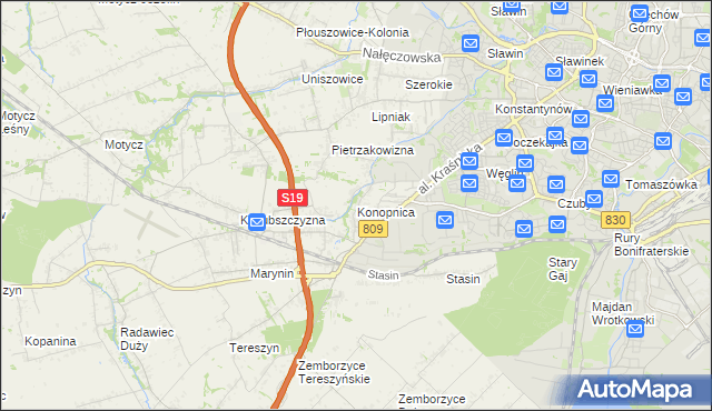mapa Konopnica powiat lubelski, Konopnica powiat lubelski na mapie Targeo