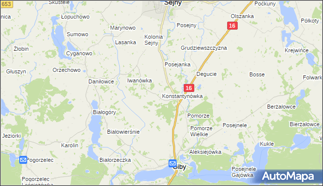 mapa Konstantynówka gmina Giby, Konstantynówka gmina Giby na mapie Targeo