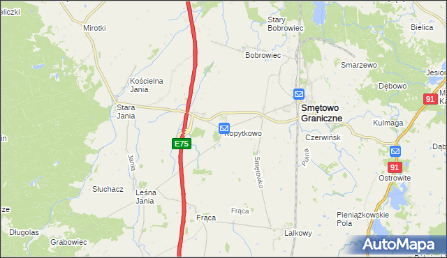 mapa Kopytkowo gmina Smętowo Graniczne, Kopytkowo gmina Smętowo Graniczne na mapie Targeo