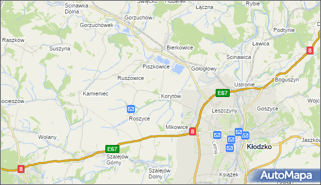 mapa Korytów gmina Kłodzko, Korytów gmina Kłodzko na mapie Targeo