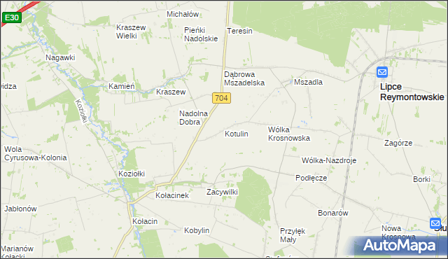 mapa Kotulin gmina Rogów, Kotulin gmina Rogów na mapie Targeo