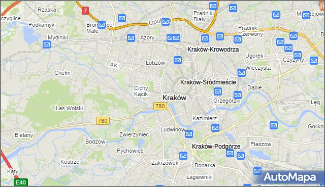 mapa Krakowa, Kraków na mapie Targeo