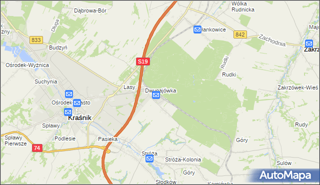 mapa Kraśnik powiat kraśnicki, Kraśnik powiat kraśnicki na mapie Targeo