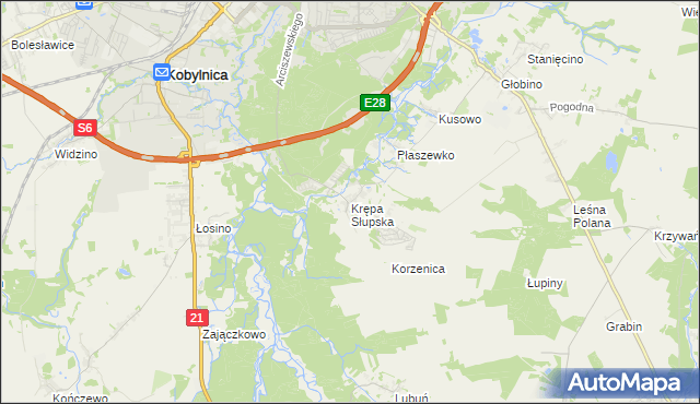 mapa Krępa Słupska, Krępa Słupska na mapie Targeo