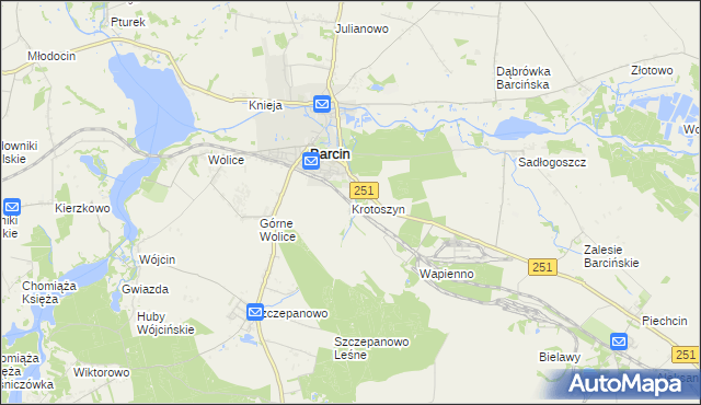mapa Krotoszyn gmina Barcin, Krotoszyn gmina Barcin na mapie Targeo