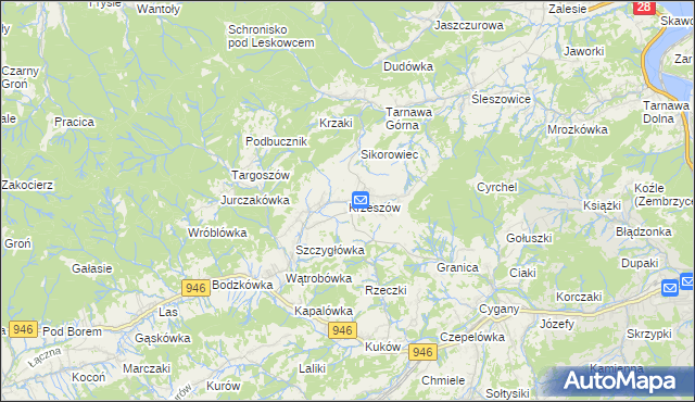 mapa Krzeszów gmina Stryszawa, Krzeszów gmina Stryszawa na mapie Targeo