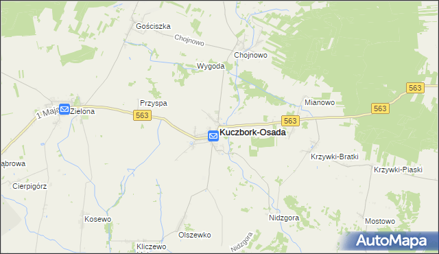 mapa Kuczbork-Osada, Kuczbork-Osada na mapie Targeo