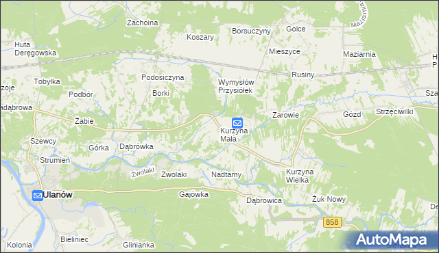 mapa Kurzyna Mała, Kurzyna Mała na mapie Targeo