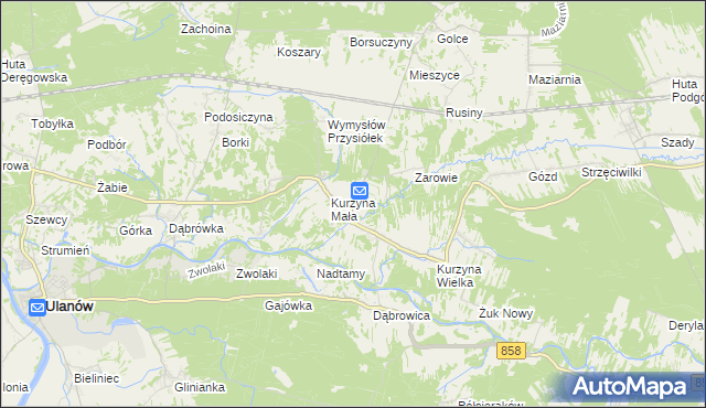 mapa Kurzyna Średnia, Kurzyna Średnia na mapie Targeo