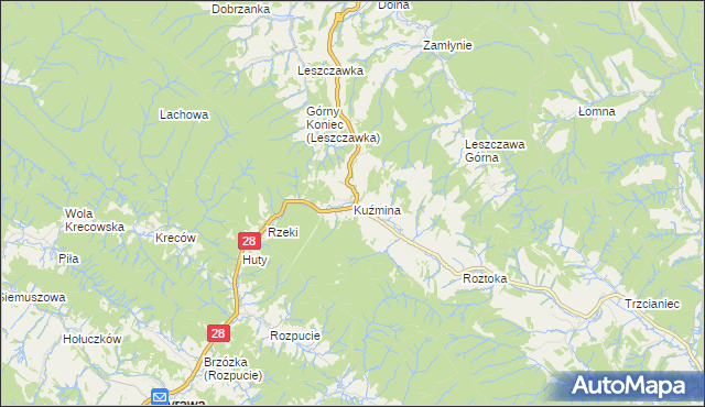 mapa Kuźmina, Kuźmina na mapie Targeo