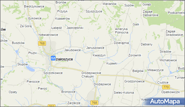 mapa Kwaszyn, Kwaszyn na mapie Targeo