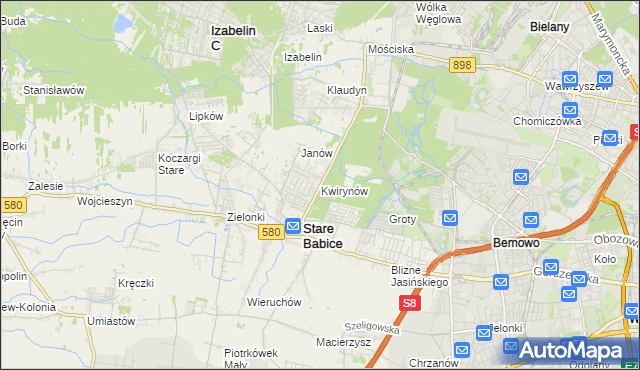 mapa Kwirynów gmina Stare Babice, Kwirynów gmina Stare Babice na mapie Targeo