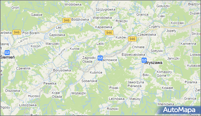 mapa Lachowice, Lachowice na mapie Targeo