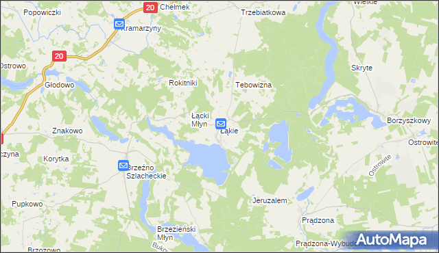 mapa Łąkie gmina Lipnica, Łąkie gmina Lipnica na mapie Targeo