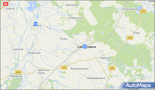 mapa Łambinowice, Łambinowice na mapie Targeo