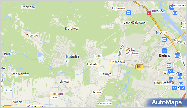mapa Laski gmina Izabelin, Laski gmina Izabelin na mapie Targeo