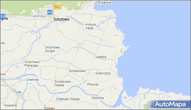mapa Łaszka, Łaszka na mapie Targeo