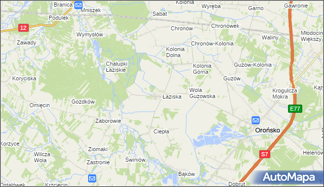 mapa Łaziska gmina Orońsko, Łaziska gmina Orońsko na mapie Targeo