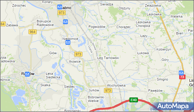 mapa Łęg Tarnowski, Łęg Tarnowski na mapie Targeo