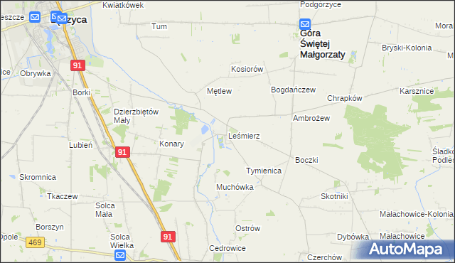 mapa Leśmierz, Leśmierz na mapie Targeo