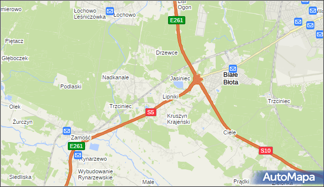 mapa Lipniki gmina Białe Błota, Lipniki gmina Białe Błota na mapie Targeo
