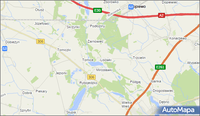 mapa Lisówki, Lisówki na mapie Targeo