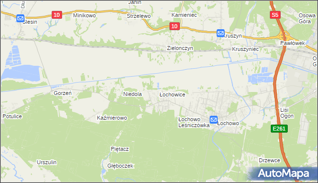 mapa Łochowice gmina Białe Błota, Łochowice gmina Białe Błota na mapie Targeo