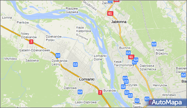 mapa Łomianki Dolne, Łomianki Dolne na mapie Targeo