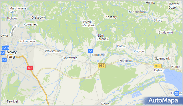 mapa Łopuszna, Łopuszna na mapie Targeo