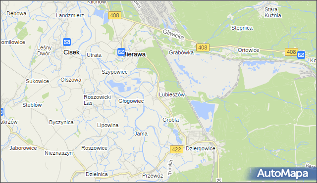 mapa Lubieszów gmina Bierawa, Lubieszów gmina Bierawa na mapie Targeo