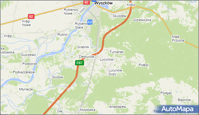 mapa Lucynów gmina Wyszków, Lucynów gmina Wyszków na mapie Targeo