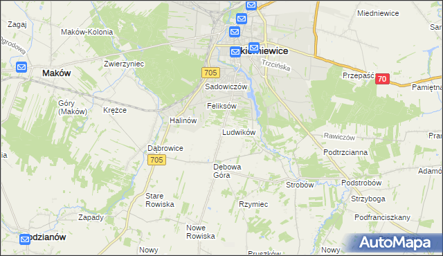 mapa Ludwików gmina Skierniewice, Ludwików gmina Skierniewice na mapie Targeo