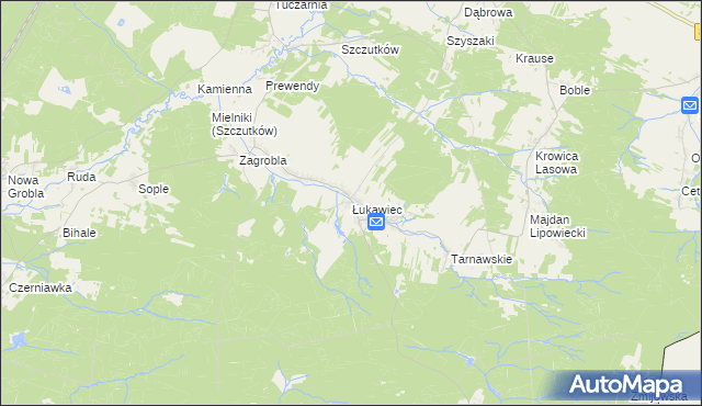 mapa Łukawiec gmina Wielkie Oczy, Łukawiec gmina Wielkie Oczy na mapie Targeo