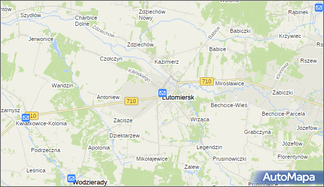 mapa Lutomiersk, Lutomiersk na mapie Targeo