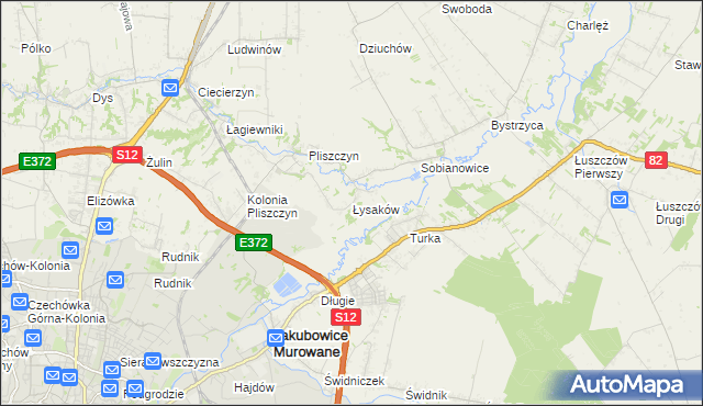 mapa Łysaków gmina Wólka, Łysaków gmina Wólka na mapie Targeo