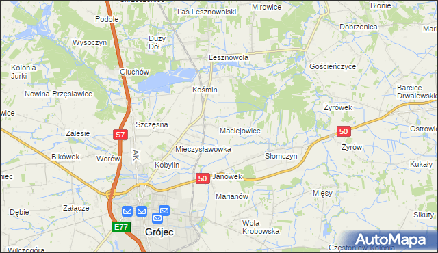 mapa Maciejowice gmina Grójec, Maciejowice gmina Grójec na mapie Targeo