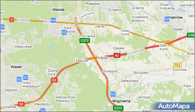 mapa Majdan gmina Wiązowna, Majdan gmina Wiązowna na mapie Targeo