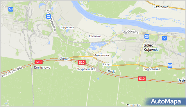 mapa Makowiska gmina Solec Kujawski, Makowiska gmina Solec Kujawski na mapie Targeo