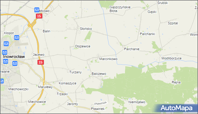 mapa Marcinkowo gmina Inowrocław, Marcinkowo gmina Inowrocław na mapie Targeo