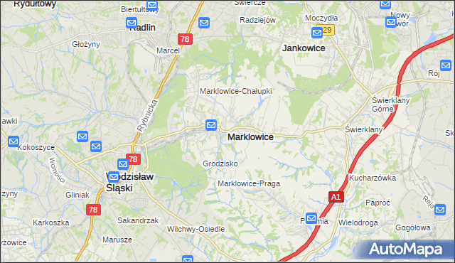 mapa Marklowice, Marklowice na mapie Targeo