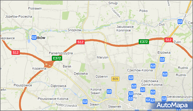 mapa Marysin gmina Jastków, Marysin gmina Jastków na mapie Targeo